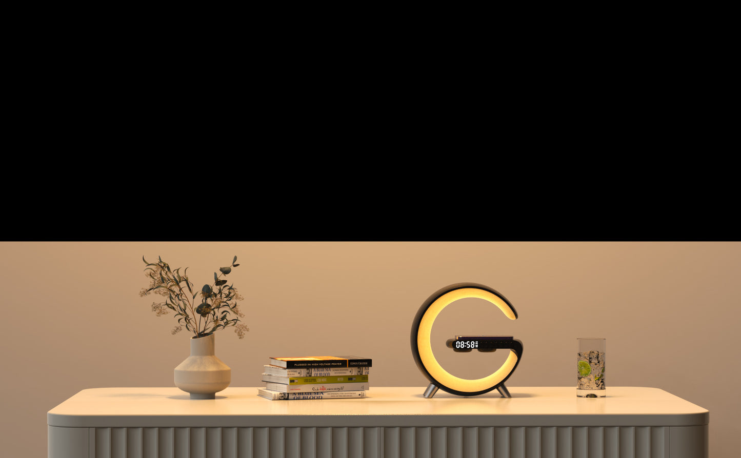 New Intelligent G Shaped LED Lamp Bluetooth Speake Wireless Charger Atmosphere Lamp App Control For Bedroom Home Decor GND Products