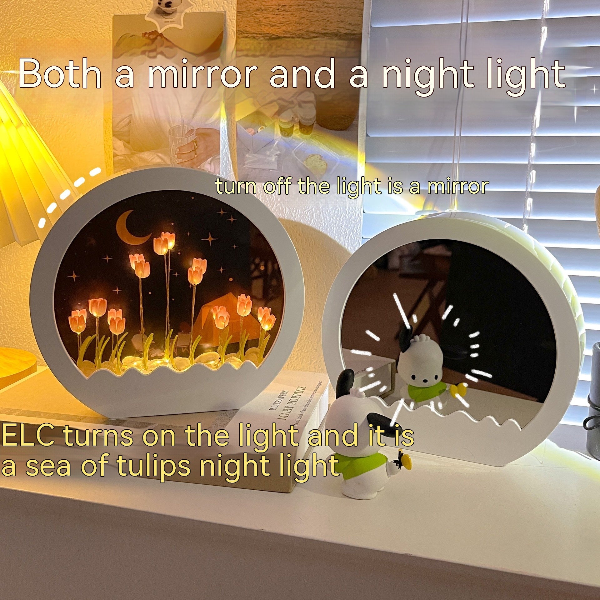 Tulip Rose Small Night Lamp Diy Handmade Mirror Flower Sea Bouquet Gift GND Products