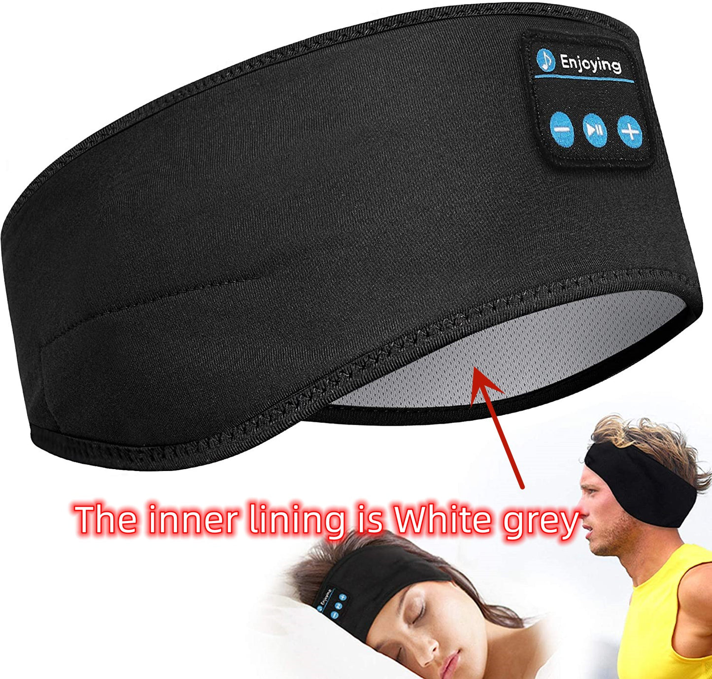 Wireless Bluetooth Sleeping Headphones Headband Thin Soft Elastic Comfortable Music Ear Phones Eye Mask For Side Sleeper Sports GND Products
