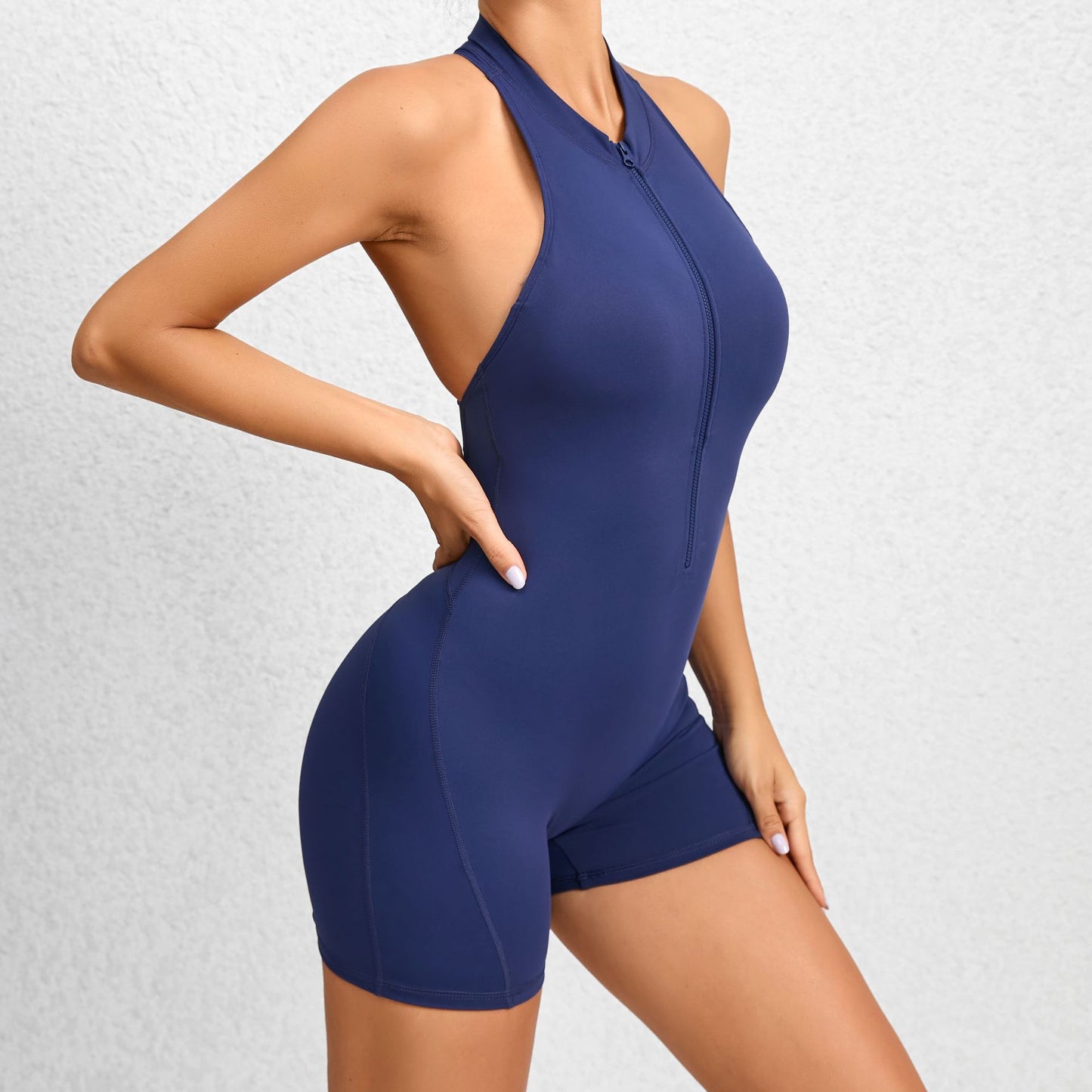 Zippered Yoga Fitness Shorts Jumpsuit Sleeveless Tummy Control Stretch Shapewear Butt Lifting Sportswear Women GND Products