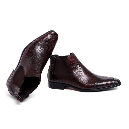 Mens High Top Leather Shoes Trendy Boots Saor Style