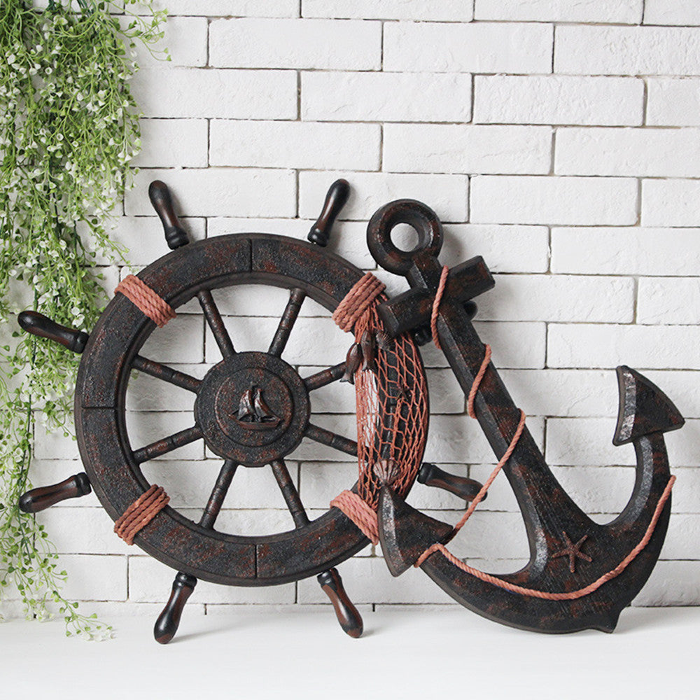 Mediterranean Vintage Handmade Wooden Pendant Anchor GND Products