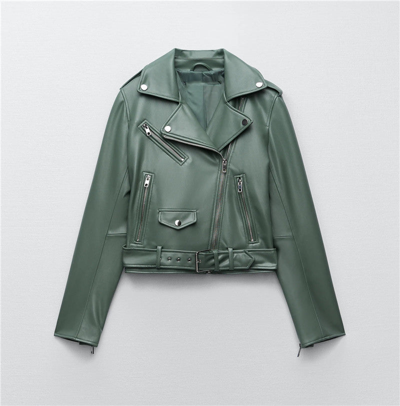 New Women's  Leather Motorcycle Jacket Saor Style