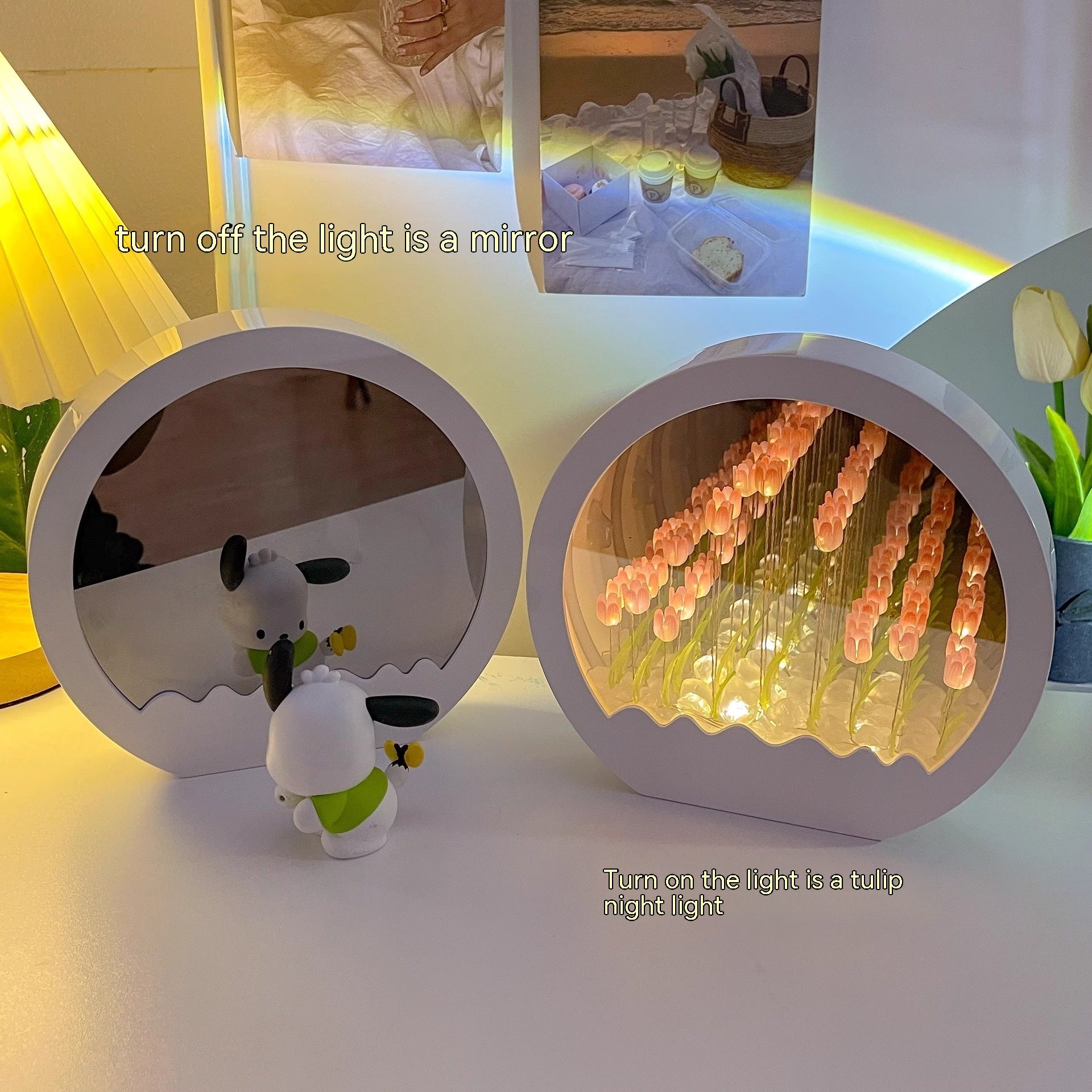 Tulip Rose Small Night Lamp Diy Handmade Mirror Flower Sea Bouquet Gift GND Products
