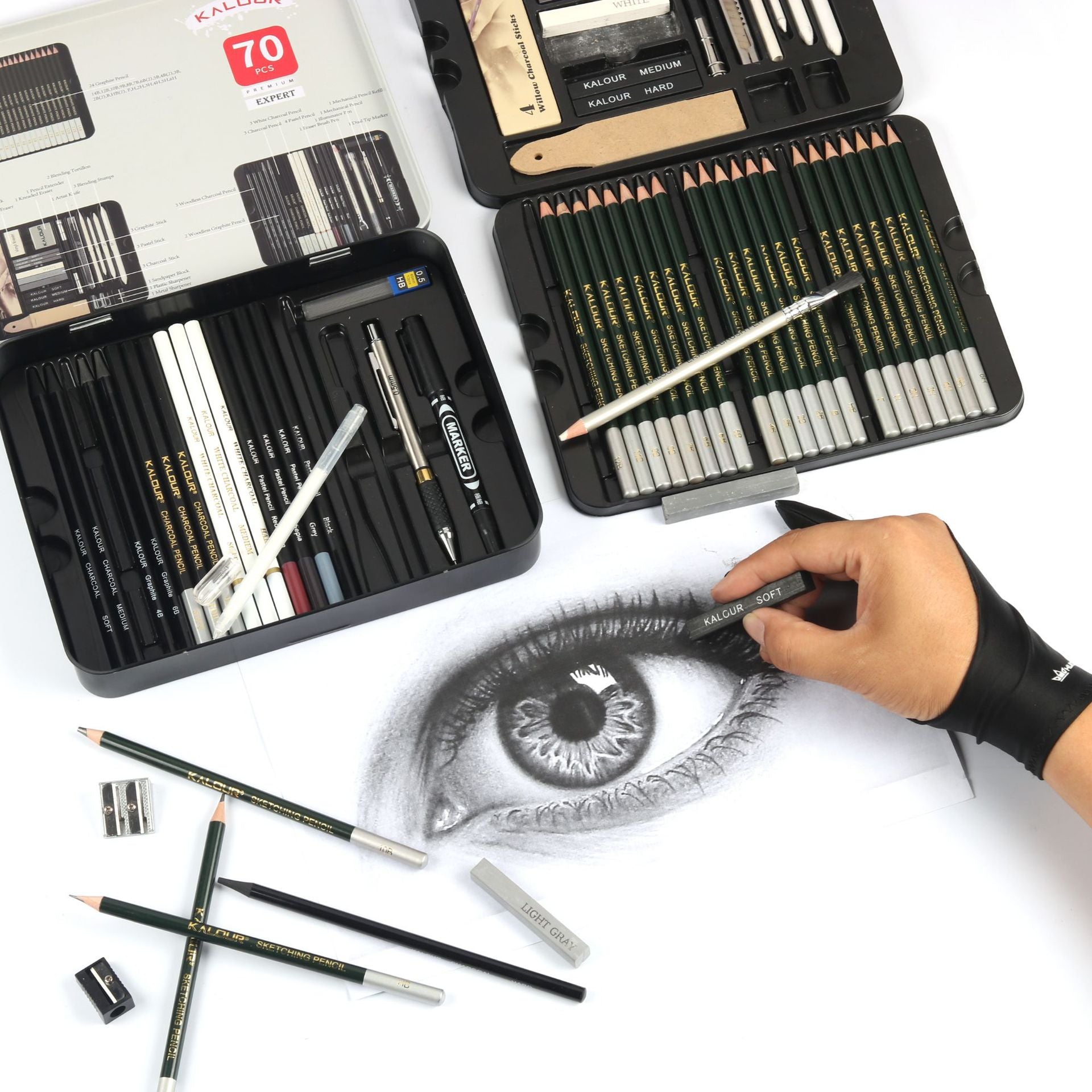 70 Pieces Iron Box Sketch Pencil Set Art Supplies GND Products