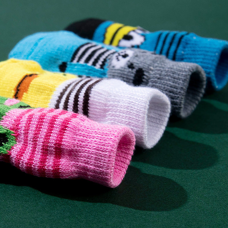 High Quality Non-slip Sole Socks Teddy Corgi Cat Supplies 4 Pack Saor Style
