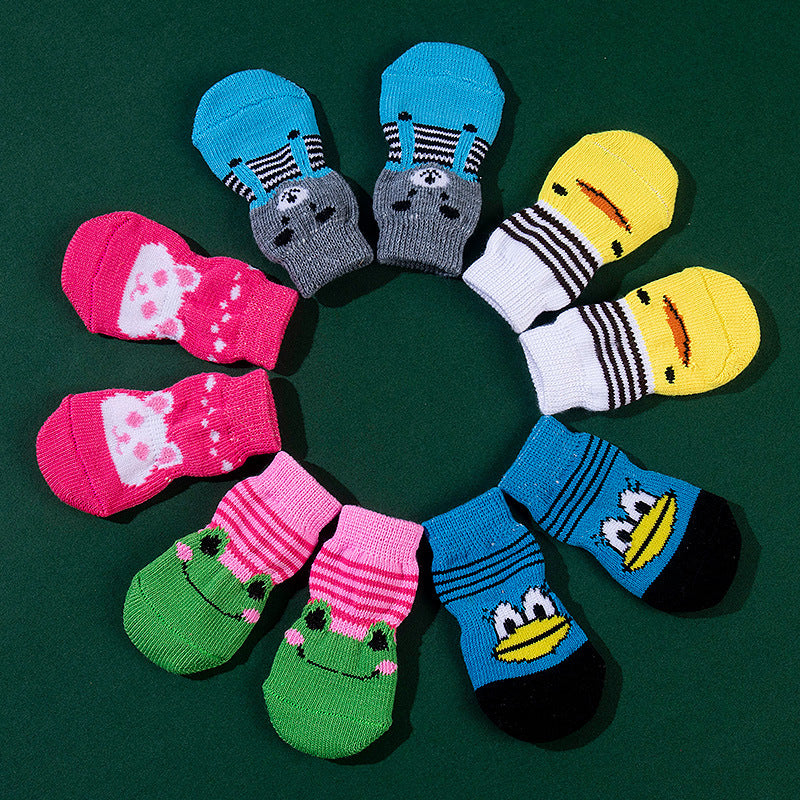 High Quality Non-slip Sole Socks Teddy Corgi Cat Supplies 4 Pack Saor Style