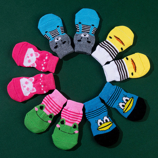 High Quality Non-slip Sole Socks Teddy Corgi Cat Supplies 4 Pack Saor Style