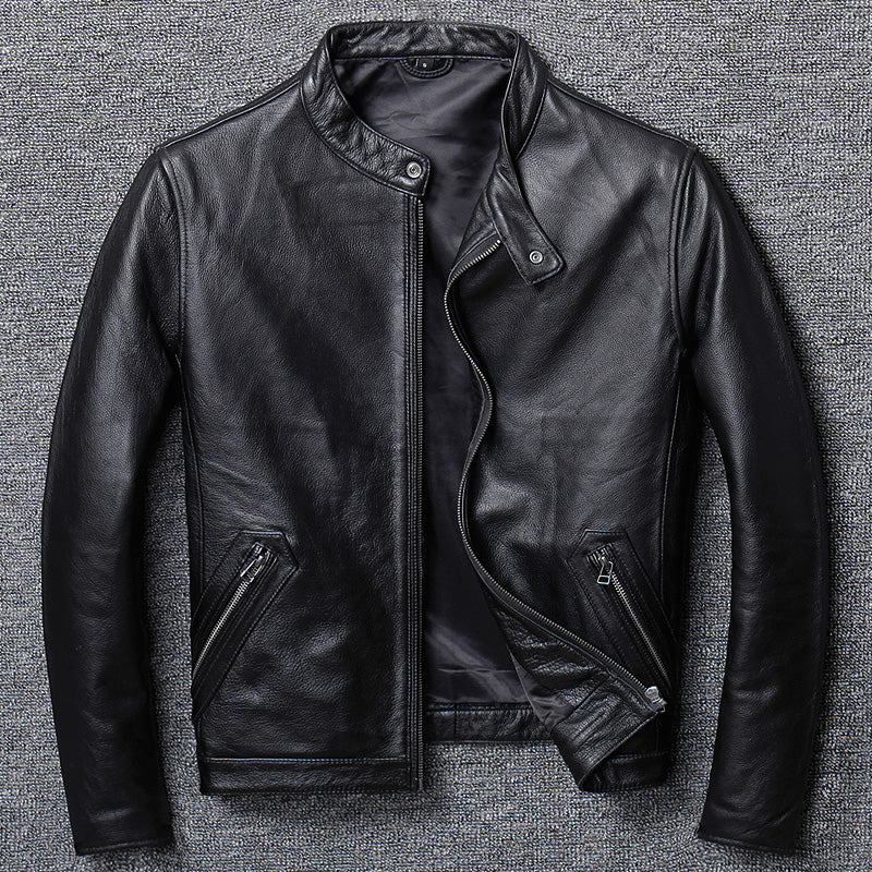 First Layer Cowhide Leather Leather Jacket, Pure Leather Jacket Saor Style
