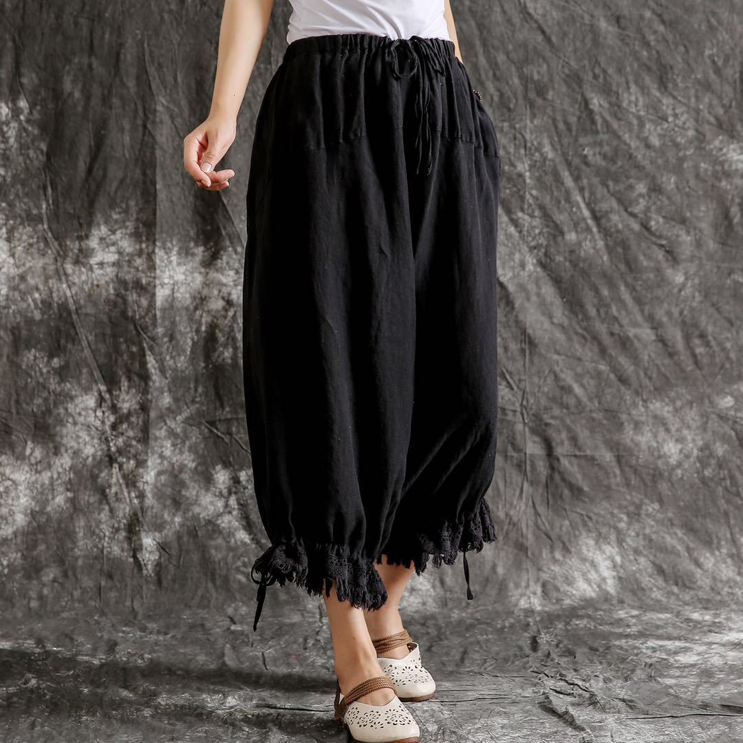 Women's Cotton And Linen Casual Pants Loose Versatile Summer Thin Lantern Trousers Saor Style