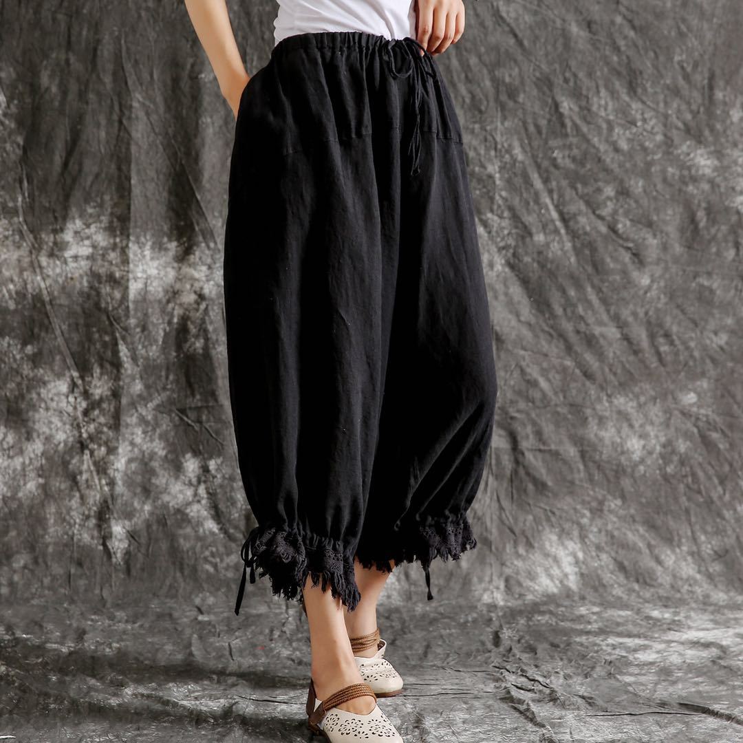 Women's Cotton And Linen Casual Pants Loose Versatile Summer Thin Lantern Trousers Saor Style