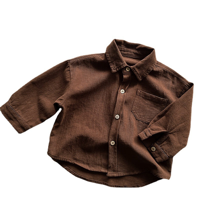 Cotton Long Sleeve Shirt Little Kid's Fashion Coat Saor Style