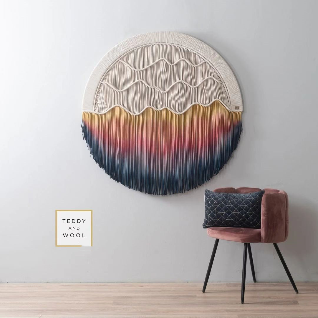 Nordic Hand-dyed Woven Round Tapestry Saor Style