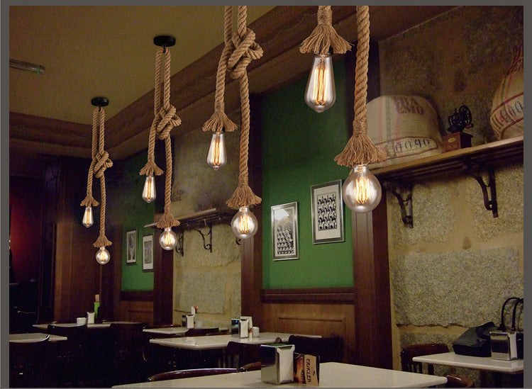 Coffee Shop Bar Hemp Rope Pendant Lamp GND Products