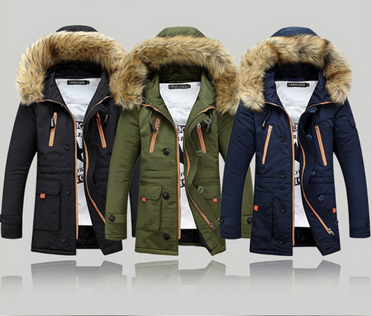 Long thick coat with super large fur collar