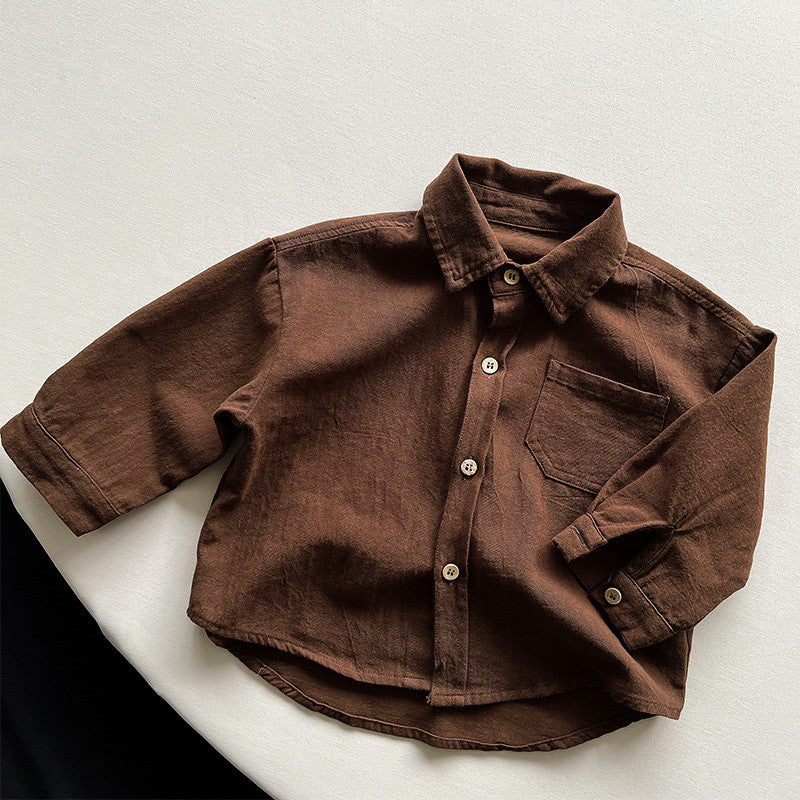 Cotton Long Sleeve Shirt Little Kid's Fashion Coat Saor Style