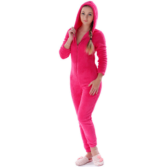 Winter Warm Pyjamas Fluffy Jumpsuits Sleepwear Saor Style