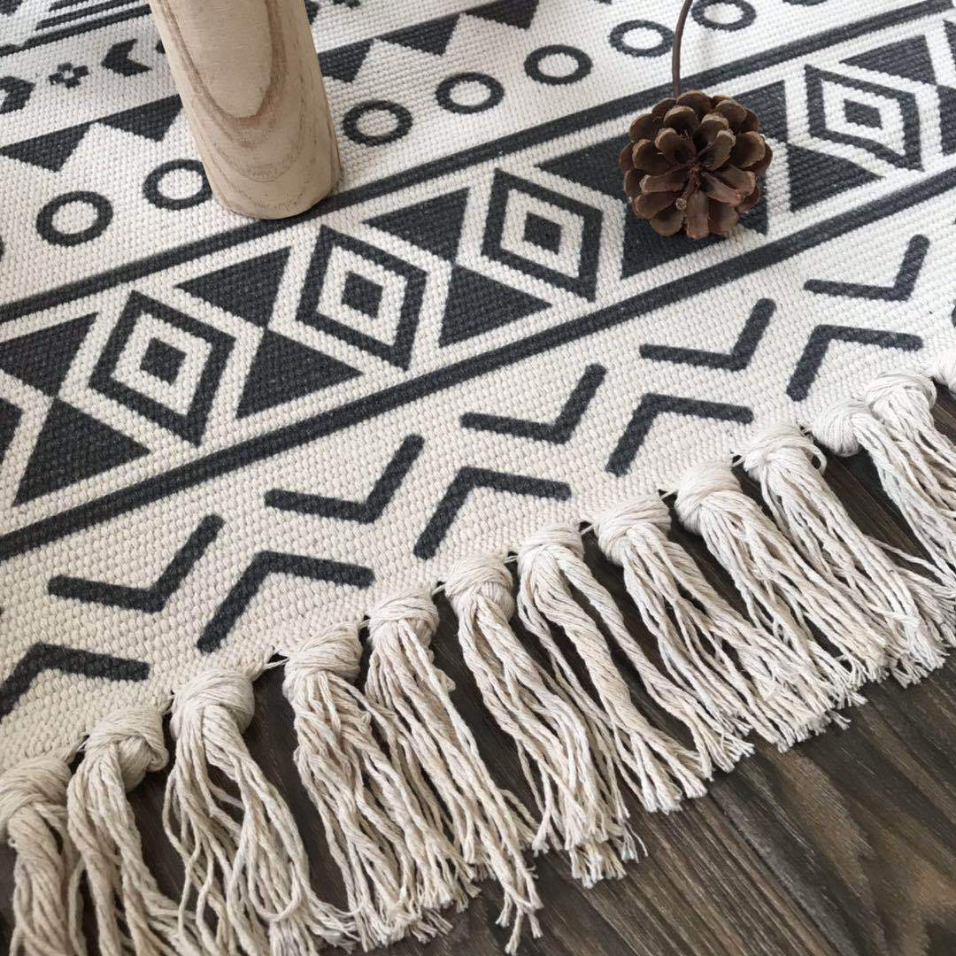 Nordic cotton and linen tassel carpet Saor Style