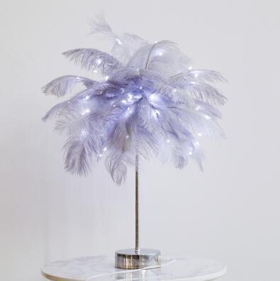 Feather Lamp Nordic Desk Lamp European-Style Bedroom Bedside Feather Table Lamp Night Light Table Lamp Decoration Modern GND Products