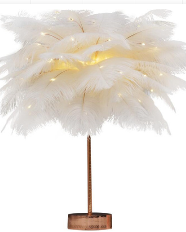 Feather Lamp Nordic Desk Lamp European-Style Bedroom Bedside Feather Table Lamp Night Light Table Lamp Decoration Modern GND Products