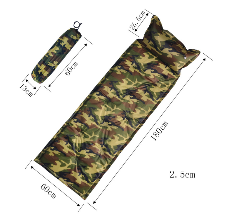 Camo Automatic Inflatable Cushion With Pillow Outdoor Camping Camping Damp GND Products