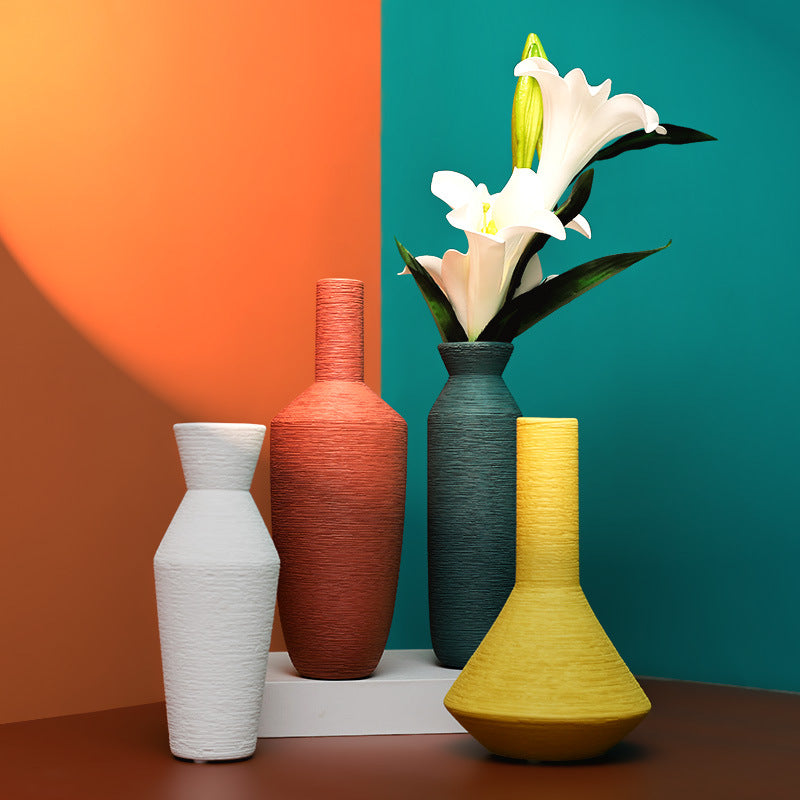 Colourful Morandi Brushed Ceramic Vase