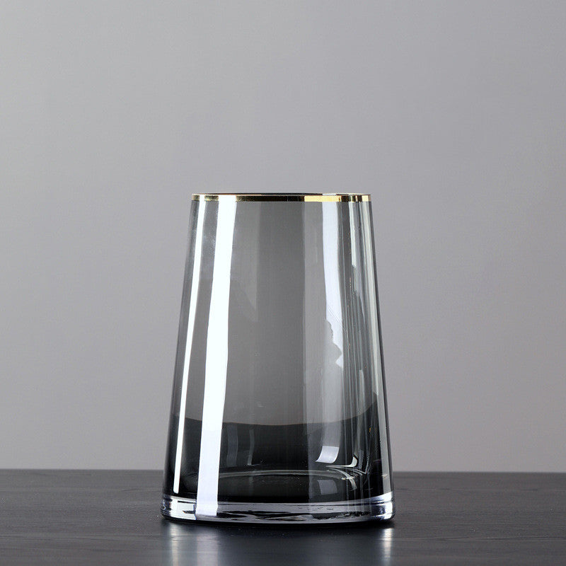Nordic Minimalist Glass Vase With Gold Edge Saor Style