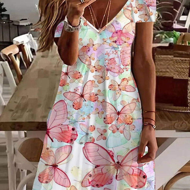 Collar Floral Print Female Dress Saor Style
