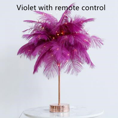 Feather Lamp Nordic Desk Lamp European-Style Bedroom Bedside Feather Table Lamp Night Light Table Lamp Decoration Modern GND Products