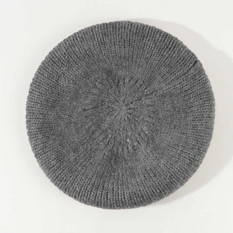 Soft Glutinous Mohair Knitted Plush Knitted Hat Beret