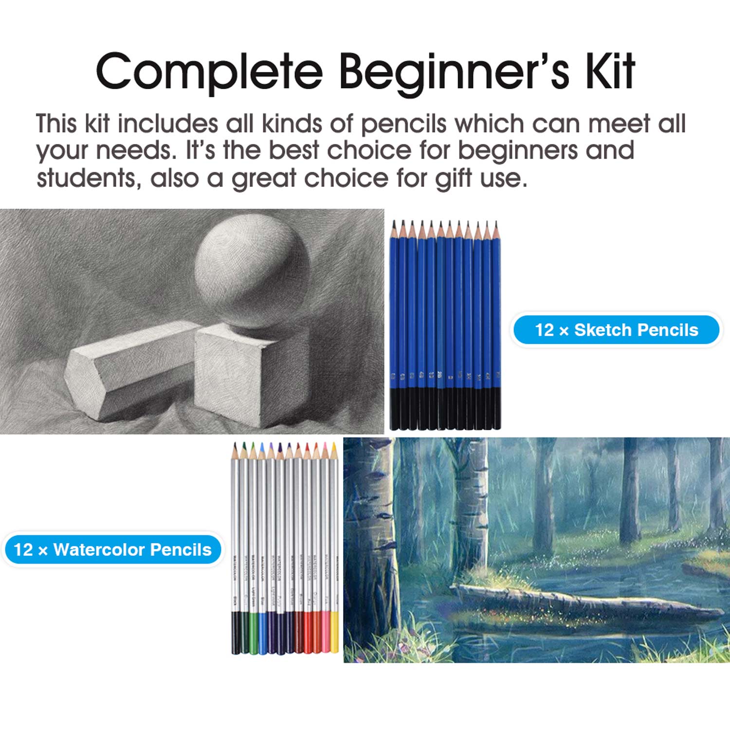 Sketch Drawing Color Pencil Set Charcoal Art Brush Set 72 Piece Painting Set GND Products