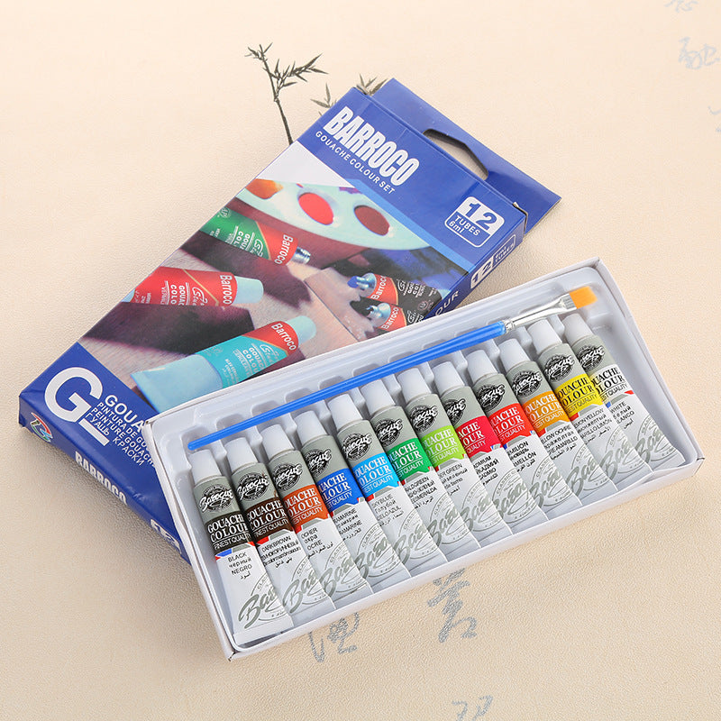 A 12 Colors 6ml Gouache Paint Set Beginners DIY Art Supplies GND Products
