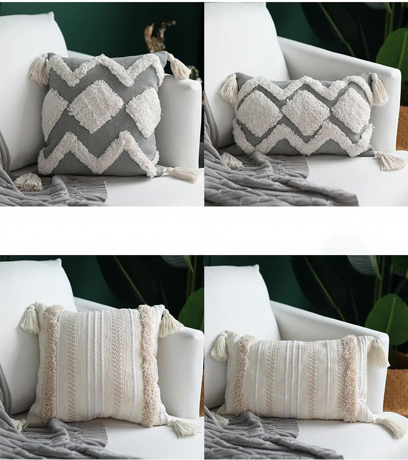 Moroccan tufted geometric tassel pillowcase