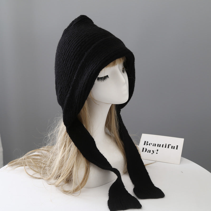Red Hat Ear Protector Knitted Knitted Yarn
