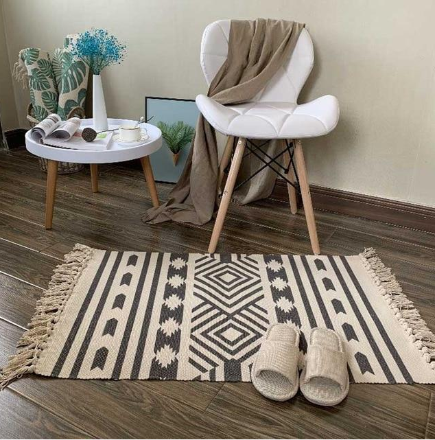 Nordic cotton and linen tassel carpet Saor Style