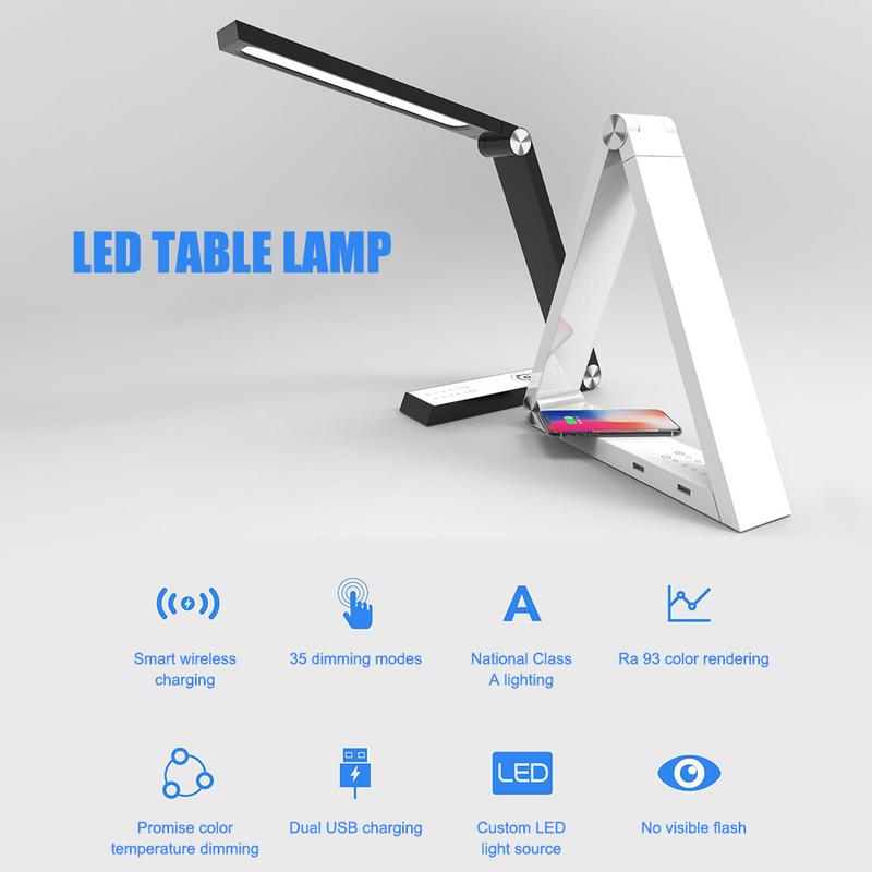 LED Triangle Table Lamp Wireless Charging Led Desk Lamps Rechargeable Table Lamps Smart Home Desk Art Light EU US UK Standard GND Products