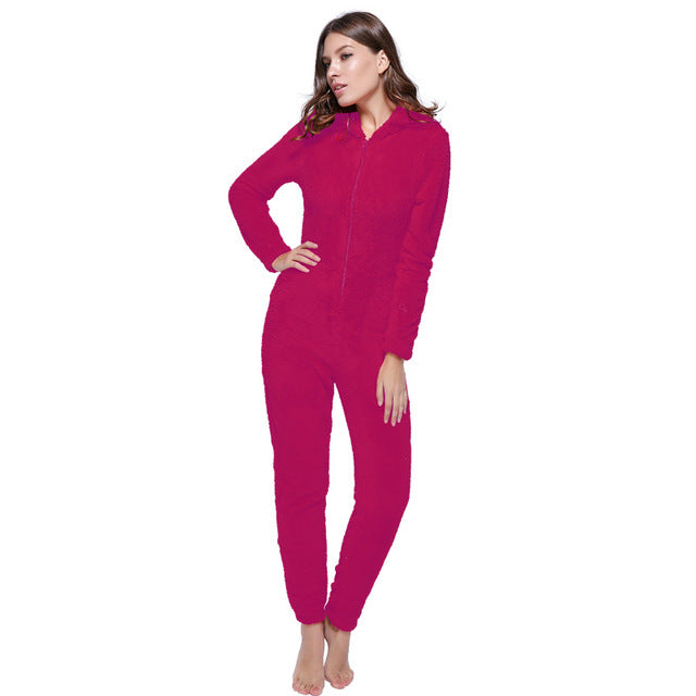 Winter Warm Pyjamas Fluffy Jumpsuits Sleepwear Saor Style
