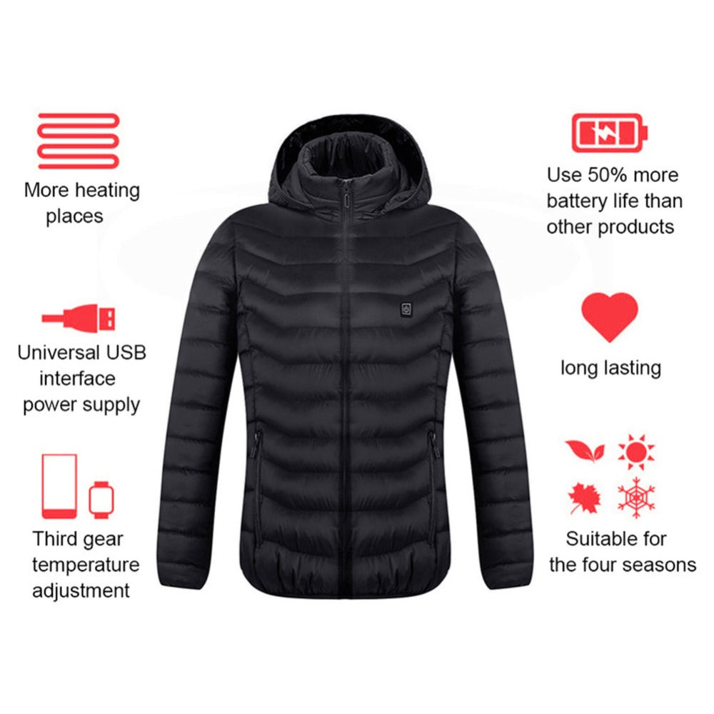 New Heated Jacket Coat USB Electric Jacket Cotton Coat Heater Thermal Clothing Heating Vest Men's Clothes Winter GND Products