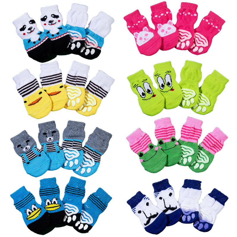 High Quality Non-slip Sole Socks Teddy Corgi Cat Supplies 4 Pack Saor Style