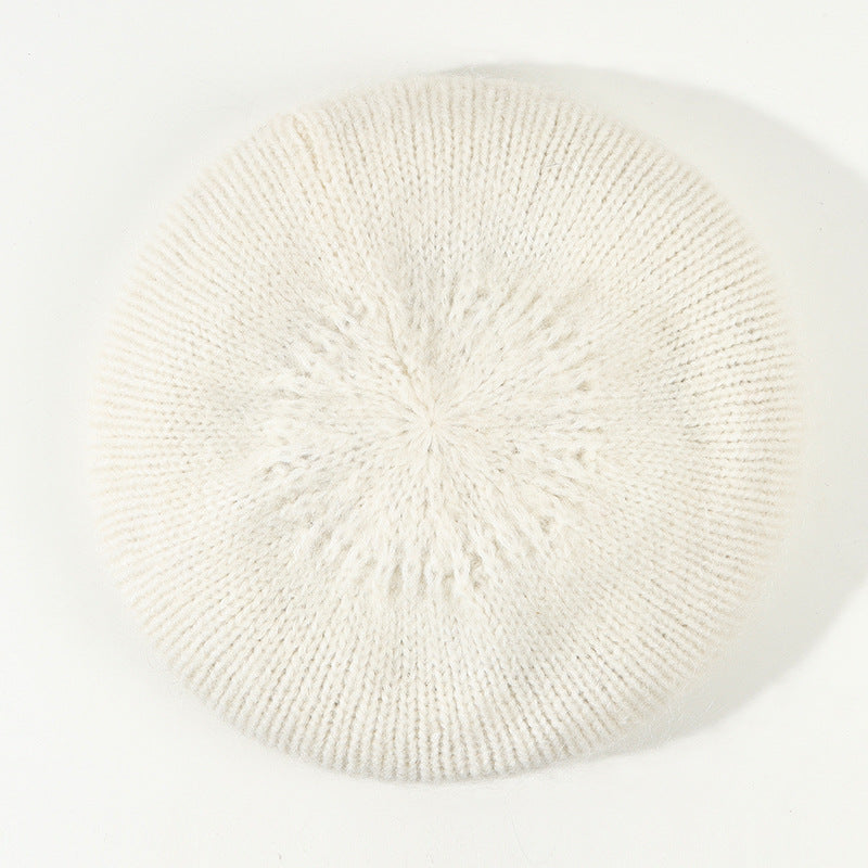 Soft Glutinous Mohair Knitted Plush Knitted Hat Beret