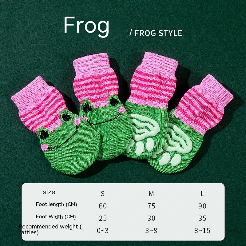 High Quality Non-slip Sole Socks Teddy Corgi Cat Supplies 4 Pack Saor Style