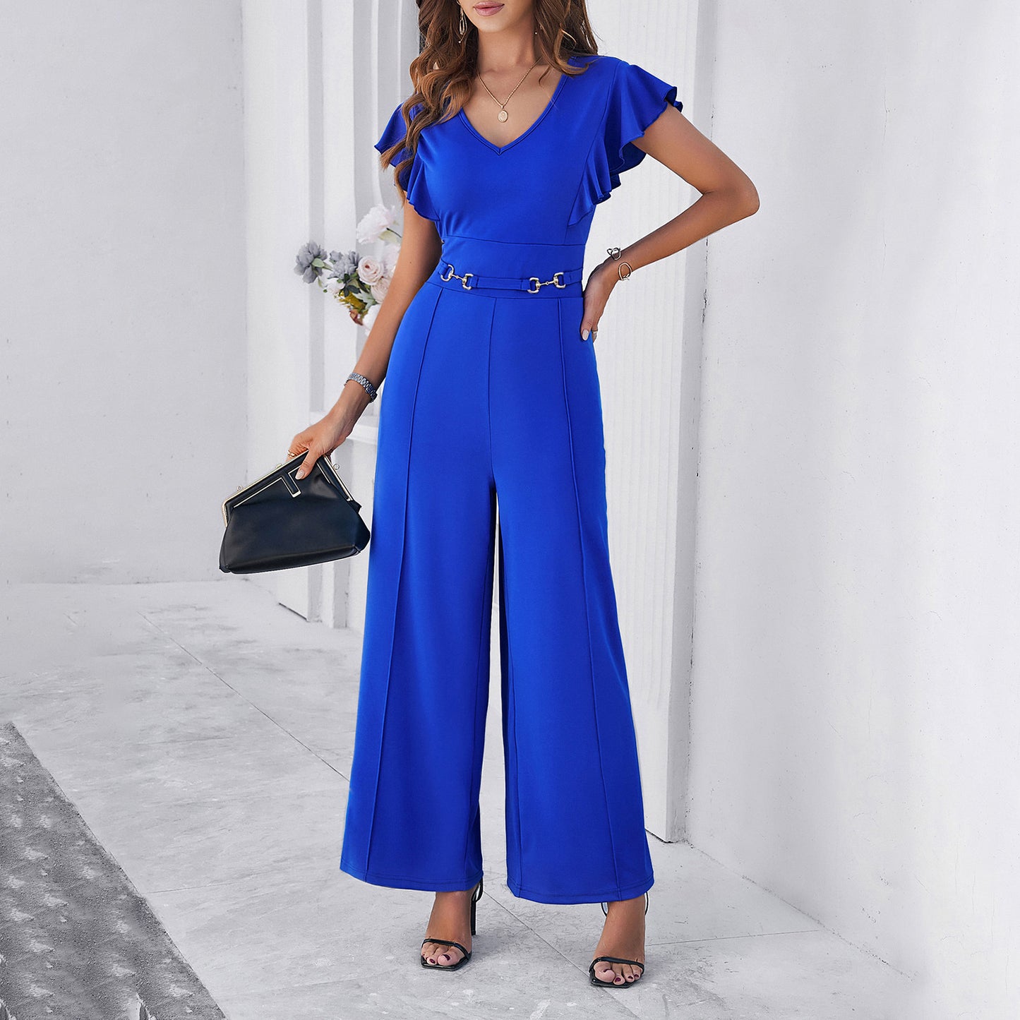 Spring And Summer Temperament Leisure Solid Color Slim Fit Bodysuit Saor Style