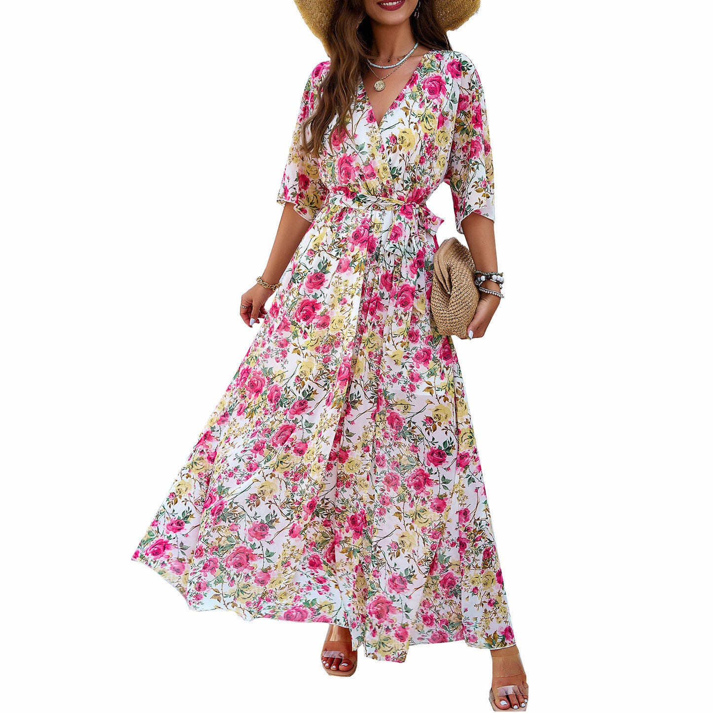 Women's Elegant Printed Waist-controlled Dress Saor Style