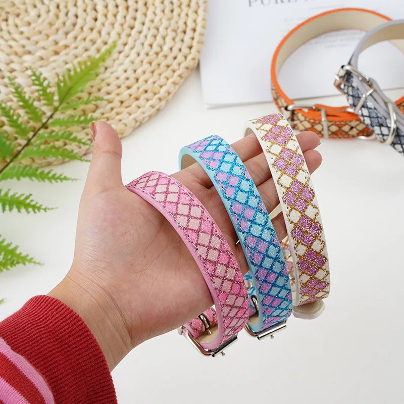 Pet Collar Lattice Sequins Luminous PU Leather Cat Collar Dog Collar AliExpress