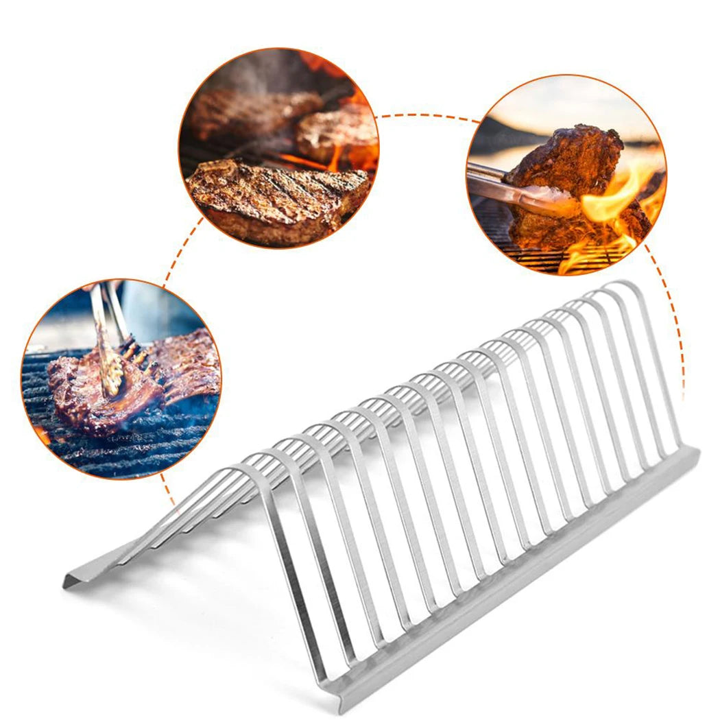Stainless Steel Barbecue Meat Rib Rack Roasting Stand Outdoor BBQ AliExpress