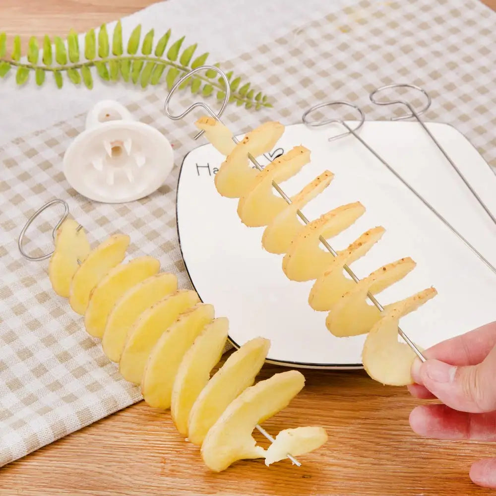 Spiral Potato Slicer Cutter Protable Rotating Potato BBQ Skewer AliExpress