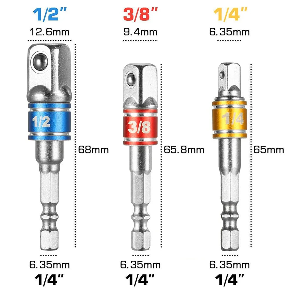 STONEGO 1PC/3PCS Hex Shank Drill Socket Adapter Set for Impact Driver AliExpress