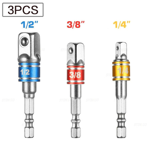 STONEGO 1PC/3PCS Hex Shank Drill Socket Adapter Set for Impact Driver AliExpress