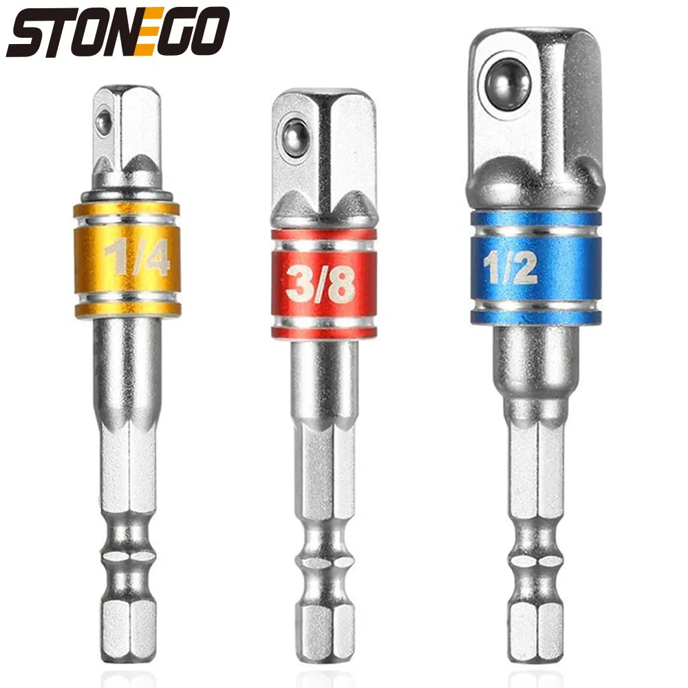 STONEGO 1PC/3PCS Hex Shank Drill Socket Adapter Set for Impact Driver AliExpress
