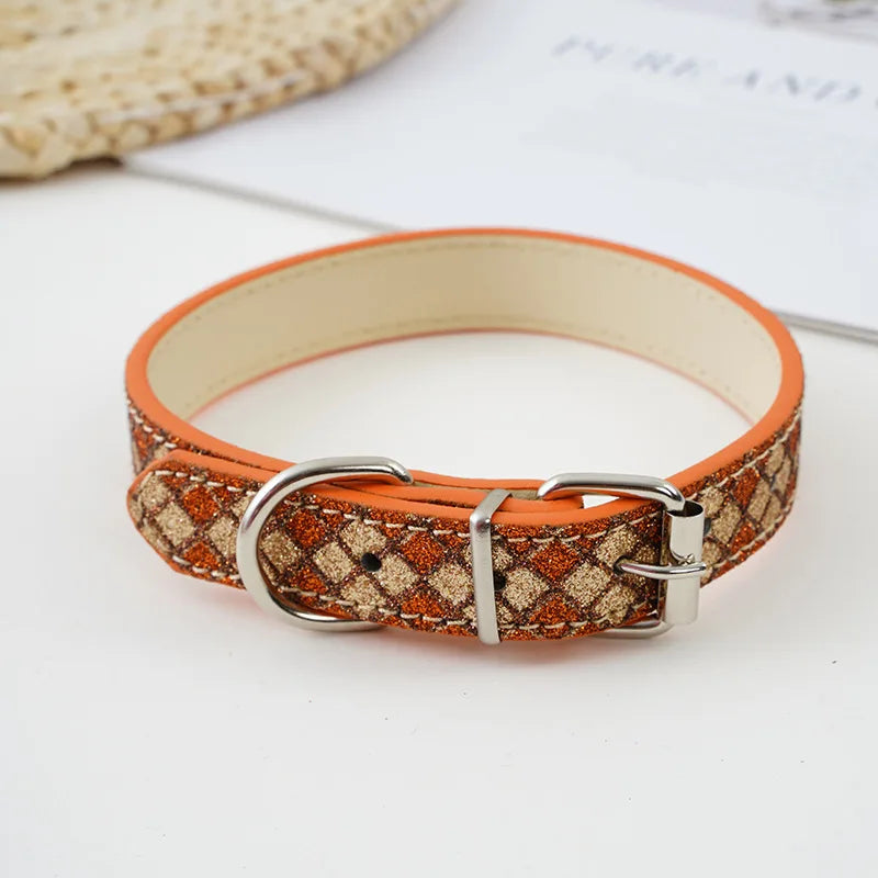 Pet Collar Lattice Sequins Luminous PU Leather Cat Collar Dog Collar AliExpress
